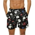 thumbnail image 1 of LYEAA Men Swim Trunks Short Elastic Waist Summer Beach Big Men's Shorts Hawaiian Colorful Floral Print Drawstring Surfing Board Shorts Casual Athletic Fashion Comfort Swimsuit with Pockets L, 1 of 5