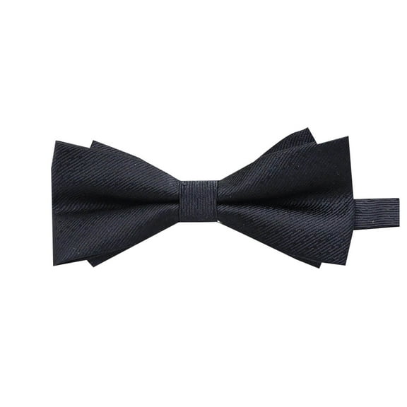LYEAA Men's Bowtie Solid Double Fold Neckties Business Formal Men Bow Tie Party Wedding Prom Club Suit Neckwear Black