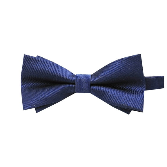 LYEAA Men's Bowtie Solid Double Fold Neckties Business Formal Men Bow Tie Party Wedding Prom Club Suit Neckwear Blue