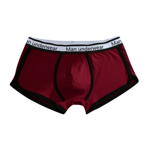 LYEAA Men's Underwear with Support Cotton Soft Breathable Boxers Solid Seamless Comfortable Underpants Elastic Waistband Fashion Pouch Briefs No fly Red M