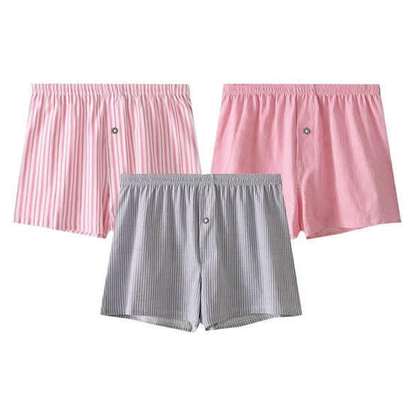 LYEAA Mens 100% Cotton Underwear 3-Pack Soft Breathable Boxers Striped Plus Loose Comfortable Athletic Underpants Elastic Waistband Fashion Briefs with Button Fly Multicolor M