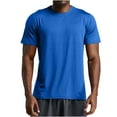 thumbnail image 1 of LYEAA Mens Athletic Shirts Short Sleeve Wicking Big Crewneck Pullover Summer Tees Solid Cool Dry Sports Training Casual Outdoor Tee Tops Fitness Breathable Comfortable Soft Everyday Clothes Blue M, 1 of 5