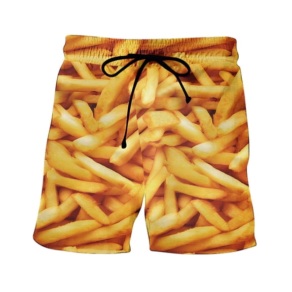 LYEAA Mens Board Shorts Swim Trunks Elastic Waist Summer Beach Big Men's Swimming Shorts Funny Print Drawstring Surf Shorts Casual Sports Trendy Comfort Swimsuit Bathing Suit with Pockets Yellow 5XL