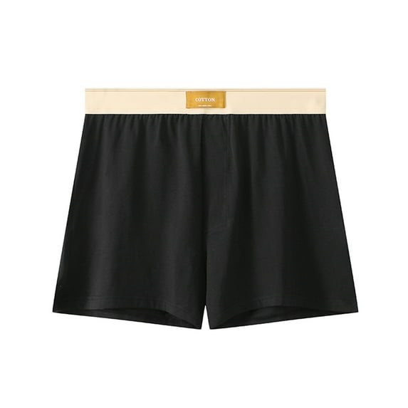 LYEAA Mens Boxers Underwear Shorts Cotton Soft Breathable Trunks Solid Plus Comfortable Underpants Elastic Waistband Fashion Briefs Black XL