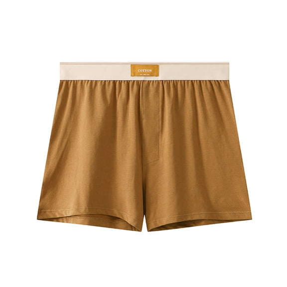 LYEAA Mens Boxers Underwear Shorts Cotton Soft Breathable Trunks Solid Plus Comfortable Underpants Elastic Waistband Fashion Briefs Brown 3XL