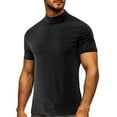 thumbnail image 1 of LYEAA Mens Fitted Tshirt Short Sleeves Turtleneck Basic Summer Pullover Undershirts Solid Casual Soft Comfortable Breathable Men's Tops Black S, 1 of 5