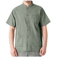 thumbnail image 1 of LYEAA Mens Shirts Short Sleeve Summer Linen Collared Tees Solid Button down Tops Breathable Loose Casual Clothes, 1 of 7