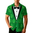 thumbnail image 1 of LYEAA Mens St.Patricks Day Shirt Collared Short Sleeve Shirt Clover Print Lightweight Button down Blouses Holiday Tops, 1 of 8