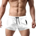 thumbnail image 1 of LYEAA Mens Stretch Board Shorts Elastic Waist Summer Beach Big Men's Swim Trunks Solid Drawstring Surf Shorts Casual Breathable Athletic Fashion Comfort Swimsuit Bathing Suit with Pockets White M, 1 of 2