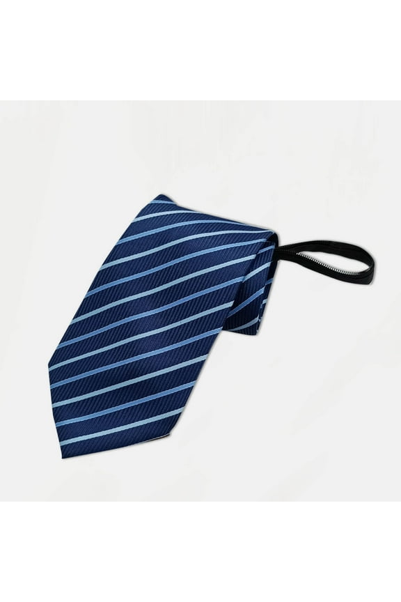 Mens Suit Zip Ties Long Classic Strip Pre-tied Neckties Business Formal Men Neck Tie Party Wedding Prom Club Neckwear Blue