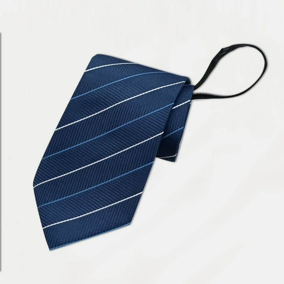 LYEAA Mens Suit Zip Ties Long Classic Strip Pre-tied Neckties Business Formal Men Neck Tie Party Wedding Prom Club Neckwear Blue