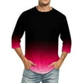 thumbnail image 1 of LYEAA Mens T Shirts Summer 3/4 Sleeves Crew Neck Athletic Workout Loose Pullover T-shirts Gradient Training Casual Soft Comfortable Breathable Men's Tops Red L, 1 of 4