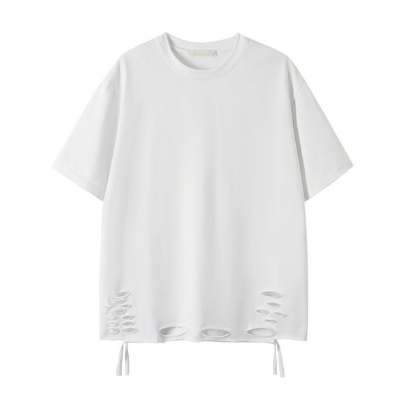 LYEAA Mens Tshirts 100% Cotton Short Sleeves Crew Neck Beach Loose Summer Pullover T-shirts Solid Casual Soft Comfortable Breathable Men's Tops White 3XL