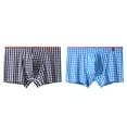 thumbnail image 1 of LYEAA Mens Underwear Cotton Boxers 2-Pack Soft Breathable Trunks Plaid Plus Loose Comfortable Athletic Underpants Elastic Waistband Fashion Support Pouch Briefs No fly Multicolor L, 1 of 4
