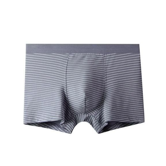 LYEAA Mens Underwear with Pouch Cotton Soft Breathable Boxers Striped Plus Comfortable Underpants Elastic Waistband Fashion Briefs No fly Gray 3XL