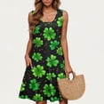 thumbnail image 1 of LYEAA Midi Dresses for Women Plus Size St Patricks Day Sleeveless Casual Elegant Loose Sundress Crewneck Shamrocks Print Fashion Flowy Summer Beach Holiday Comfortable Tank Dress with Pockets Black S, 1 of 5