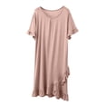 thumbnail image 1 of LYEAA Modal Sleep Shirt Women Soft Short Sleeve Nightgowns Crewneck Ruffle Nightdress Solid Comfy Loose Sleepwear, 1 of 5
