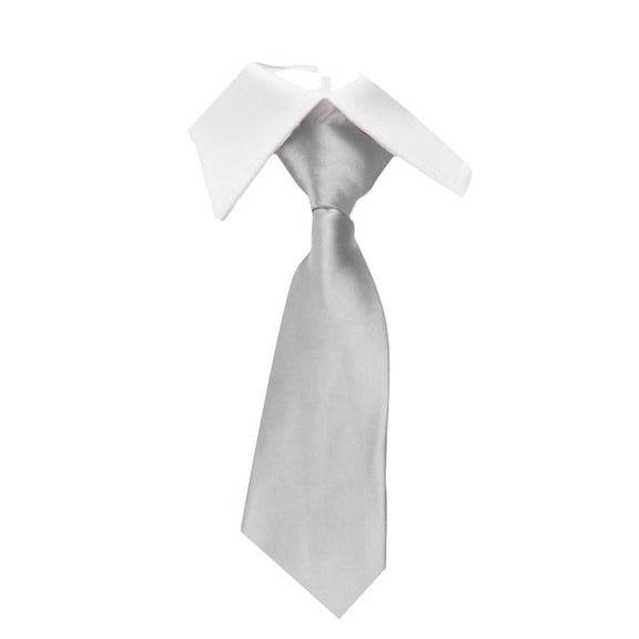LYEAA Neck Tie Mens Satin Solid Self Tie Neckties Business Formal Men Ties Party Wedding Prom Club Suit Neckwear Silver