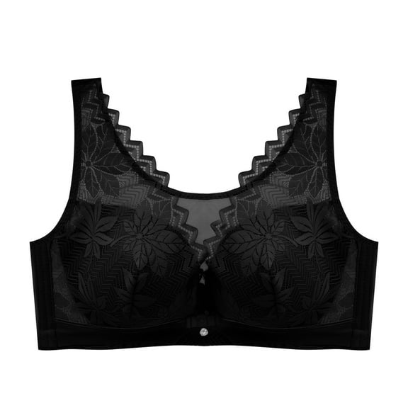 LYEAA No Wire Bras for Women Cotton Soft Lace Push up Everyday Bras Wireless Support Solid Lift Sleep Bras Comfortable Wirefree Breathable Shaping Daily Bralette Black L
