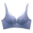 thumbnail image 1 of LYEAA No Wire Bras for Women Lace Push up Lightly Lined Wireless Daily Bras Wirefree Adjustable Strap Lift Soft Bralette Breathable Comfort Sleeping Bras Blue 40/90C, 1 of 4