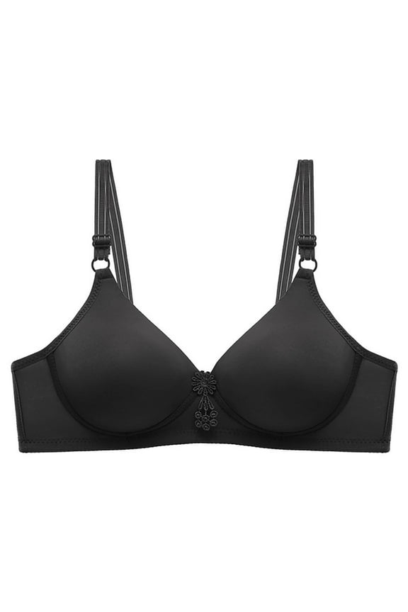 No Wire Bras for Women Soft Cotton Push up Everyday Bras Wireless Support Solid Lightly Lined Lift Sleep Bras Comfortable Wirefree Breathable Shaping Daily Bralette Black S