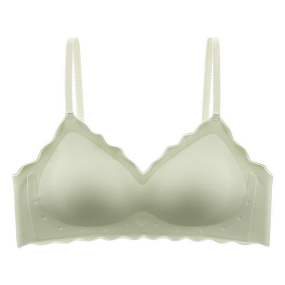 LYEAA No Wire Bras for Women Soft Seamless Push up Everyday Bras Wireless Support Solid Padded Lift Sleep Bras Comfortable Wirefree Breathable Shaping Daily T-Shirt Bralette Green M