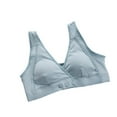 thumbnail image 1 of LYEAA Nursing Bras Plus Size Cotton Wireless Maternity Bras for Breastfeeding Pregnant Solid Openable Front Closure Breathable Bras Comfort Women's Sleep Bras Blue L, 1 of 2