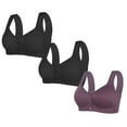 thumbnail image 1 of LYEAA Under Outfit Bras for Women 3 Pack of Plus Size Wireless Push Up Bras Front Closure Wide Strap Bras No Wire Lift Shaping Bralette Soild Breathable Soft Bras Everyday Bras T-Shirt Bras Purple, 1 of 2