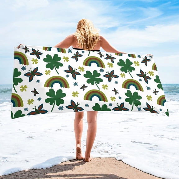 LYEAA Oversized Beach Towels Microfiber 75x150cm Sandproof Beach Towel Beach Blanket Bath Towel Lightweight Shawl Sweat Towel for Travel Vacation Swimming Pool Green