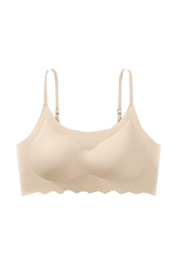Padded Bras for Women No Wires Soft Push up Everyday Bras Wireless Support Solid Lift Sleep Bras Comfortable Wirefree Breathable Shaping Daily Pullover Bralette Beige M
