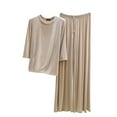 thumbnail image 1 of LYEAA Pajama Sets for Women 2 Piece Solid Crewneck 3/4 Sleeve Top and Pant Lightweight Sleepwear Breathable Loose Nightwear, 1 of 5