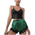 thumbnail image 1 of LYEAA Pajamas for Women Set Valentine's Day Two Piece Soft Nightwear Lace V Neck Sling Tops with Shorts Cozy Loungewear Ladies Solid Loose Casual Sleepwear Sleepsuits Green L, 1 of 3
