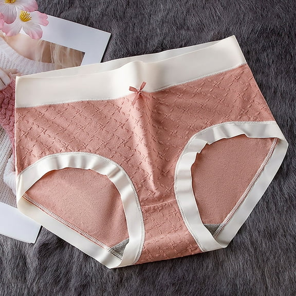 LYEAA Panties for Women Cotton Mid Waisted Cool Briefs Breathable Comfort Solid Daily Full Fashionable Underpants Red 2XL