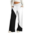 thumbnail image 1 of LYEAA Pants for Women Plus Size Casual Loose Trousers Drawstring Elastic Mid Waist Wide Leg Long Pants Color Block Baggy Comfort Pants Soft Pants Black XL, 1 of 4