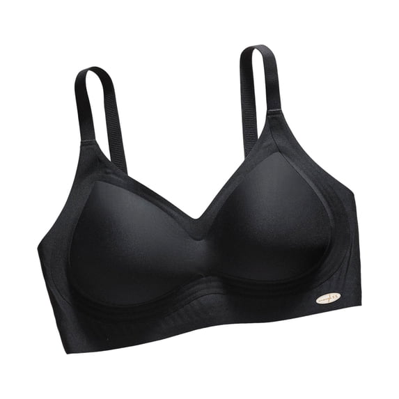 LYEAA Plus Size Bras for Women Seamless Wireless Push Up Bralette Full Coverage Breathable Soft Everyday Bra Black 2XL