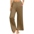 thumbnail image 1 of LYEAA Plus Size Pajama Pants for Women Soft Breathable Elastic waist Home Loungewear Causal Loose Solid Straight Leg Long Sleep Pants Comfortable Sleepwear Bottoms Brown 5XL, 1 of 6