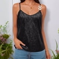 thumbnail image 1 of LYEAA Plus Size Tank Tops Sequin Spaghetti Strap Loose Summer Casual Party Cami Shirt Solid V Neck Sleeveless Breathable Fashion Ladies Pullover Shirts Black M, 1 of 1