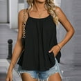 thumbnail image 1 of LYEAA Plus Size Tank Tops for Women Adjustable Spaghetti Strap Ruched Loose Summer Casual Beach Cami Shirt Solid Sleeveless Breathable Fashion Ladies Pullover Shirts Black L, 1 of 1