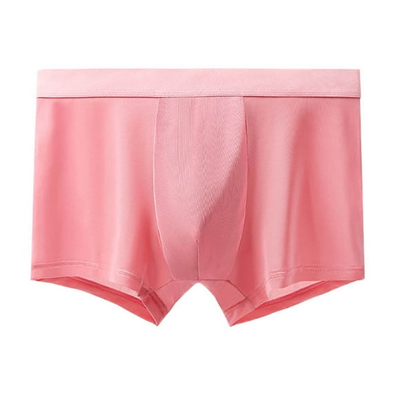 LYEAA Pouch Underwear for Men Dry Soft Breathable Boxers Solid Plus Comfortable Underpants Elastic Waistband Fashion Briefs No fly Pink 2XL
