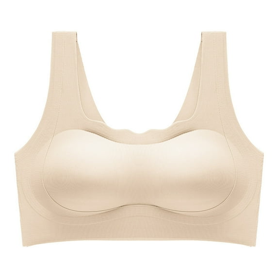 LYEAA Pullover Bras for Women Full Cup Coverage Wide Straps Back Smoothing Wireless Solid Color Everyday Bras