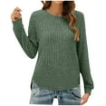 thumbnail image 1 of LYEAA Pullover Sweaters for Women Round Neck Loose Long Sleeve Solid Color Casual Sweater Top, 1 of 1