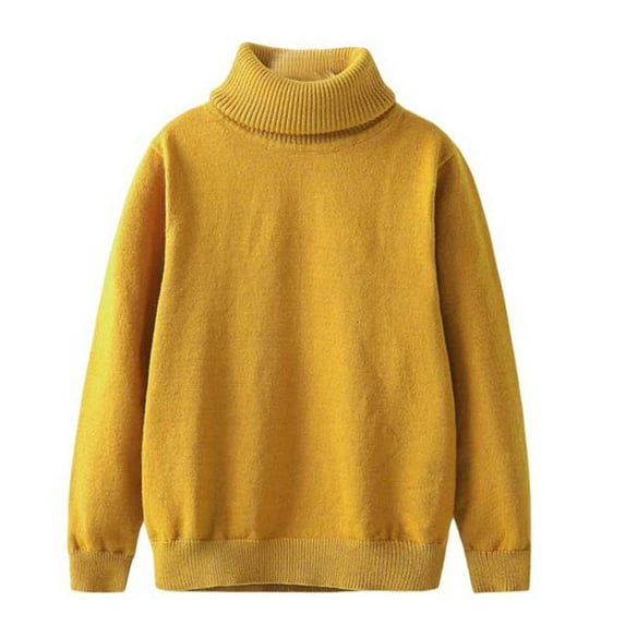 LYEAA Pullover Turtleneck Sweater for Kids Fleece Lined Long Sleeved Solid Color Fall Winter Sweater