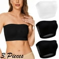 thumbnail image 1 of LYEAA Push up Bras for Women Plus Size Pack of 3 Wireless Padded Strapless Stretch Bandeau No Wire Solid Seamless Invisible Support Non-Slip Breathable Comfort Soft Sleeping Everyday Bra White 3XL, 1 of 9