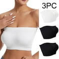 thumbnail image 1 of LYEAA Push up Bras for Women Plus Size Padded Pack of 3 Wireless Strapless Stretch Bandeau No Wire Solid Seamless Invisible Support Non-Slip Breathable Comfortable Soft Sleeping Everyday Bra White L, 1 of 8