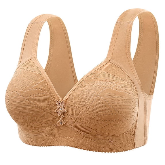 LYEAA Push up Bras for Women Plus Size Soft No Wire Lace Everyday Bras Wireless Support Solid Lightly Lined Lift Sleep Bras Comfortable Wirefree Breathable Shaping Daily Bralette Gray XL