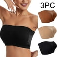 thumbnail image 1 of LYEAA Push up Bras for Women Plus Size No Underwire Pack of 3 Wireless Padded Strapless Stretch Bandeau Solid Seamless Invisible Support Non-Slip Breathable Comfortable Soft Everyday Bra Brown XL, 1 of 9
