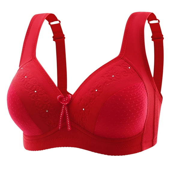 LYEAA Push up Bras for Women Wireless Soft No Wire Cotton Everyday Bras Support Solid Lightly Lined Lift Sleep Bras Comfortable Wirefree Breathable Shaping Daily Bralette Red 2XL
