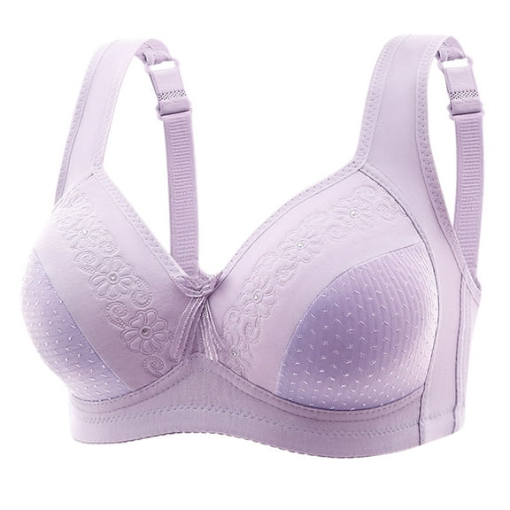 LYEAA Push up Bras for Women Wireless Soft No Wire Cotton Everyday Bras Support Solid Lightly Lined Lift Sleep Bras Comfortable Wirefree Breathable Shaping Daily Bralette Purple L