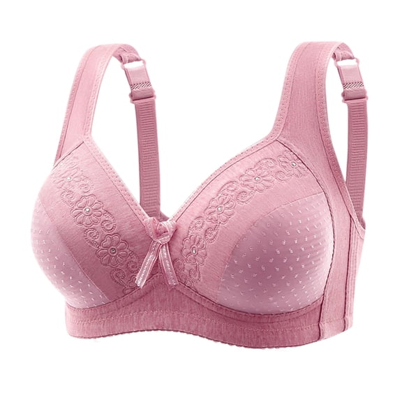 LYEAA Push up Bras for Women Wireless Soft No Wire Cotton Everyday Bras Support Solid Lightly Lined Lift Sleep Bras Comfortable Wirefree Breathable Shaping Daily Bralette Pink L