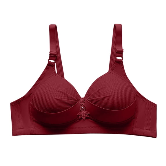 LYEAA Push up Bras for Women No Underwire Plus Size Bralette Full Coverage Soft Comfortable Everyday Bra Wine 40